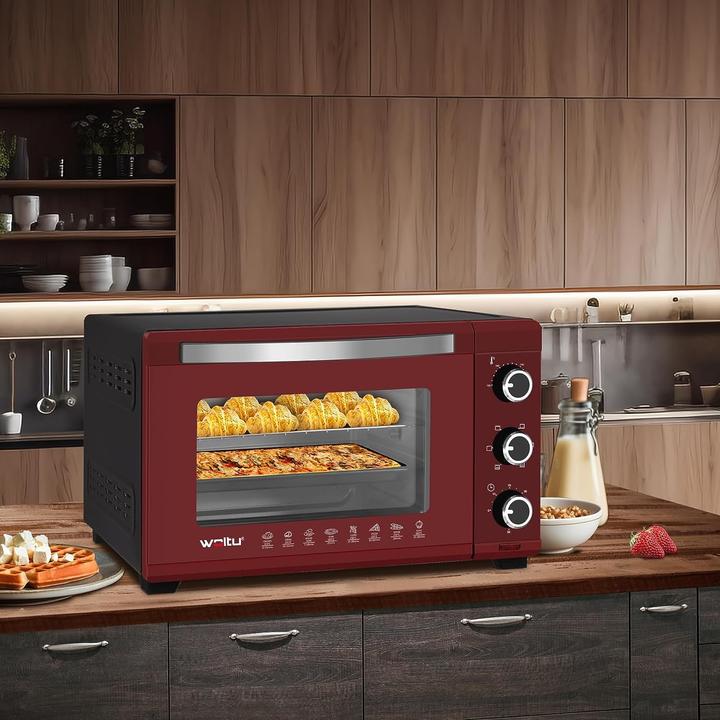 Produktbild Woltu Mini Backofen 32 Liter, Schwarz+rot