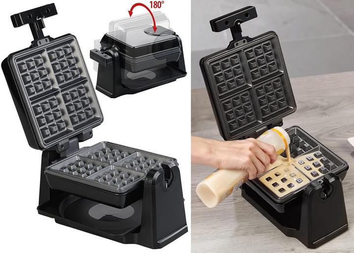 Produktbild Rosenstein & Söhne Drehbares Waffeleisen für eckige Belgische Waffeln