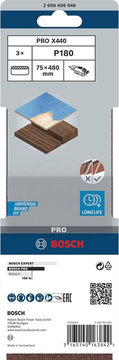 Actual product image Bosch Professional Zubehör PRO X440 sanding belt, 75 x 480 mm, G180 (180)