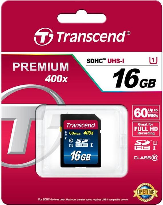 Produktbild Transcend Premium 400x (16 GB, SDHC, U1, UHS-I)