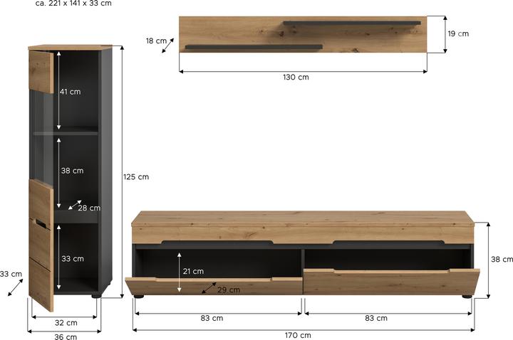 Produktbild Xonox Home Canu (221 x 33 x 141 cm)