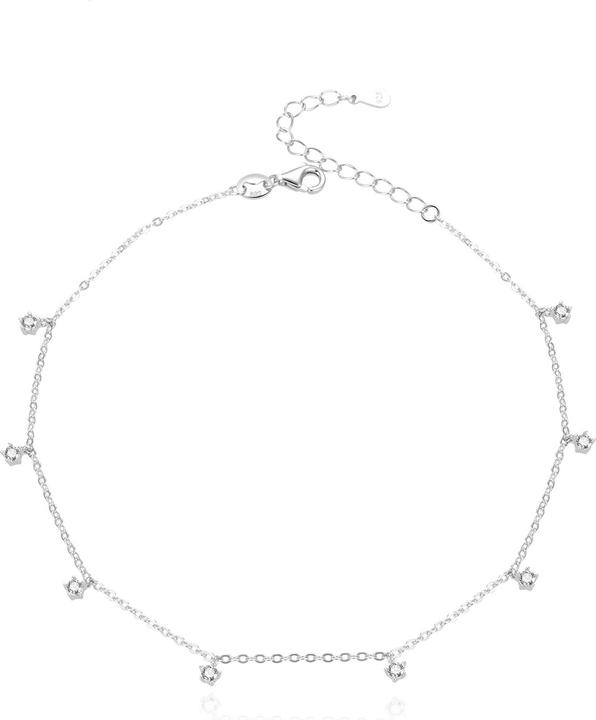 Beneto Beautiful silver ankle bracelet with zircons AGN33