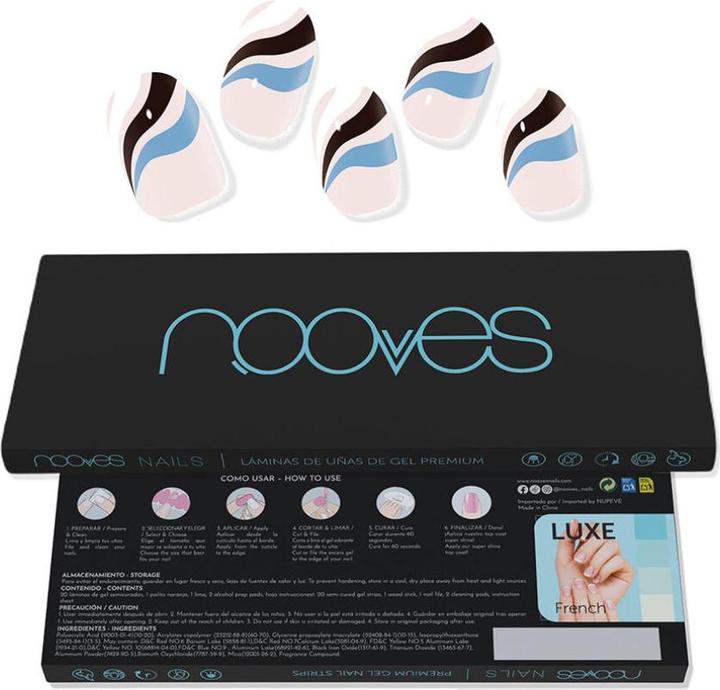 Image du produit Nooves NAILS Premium Pre-Cure Gel Nail Foils Flowing Stream Art Design Semi-Hardened Gel Nail Strips (Ongles artificiels)