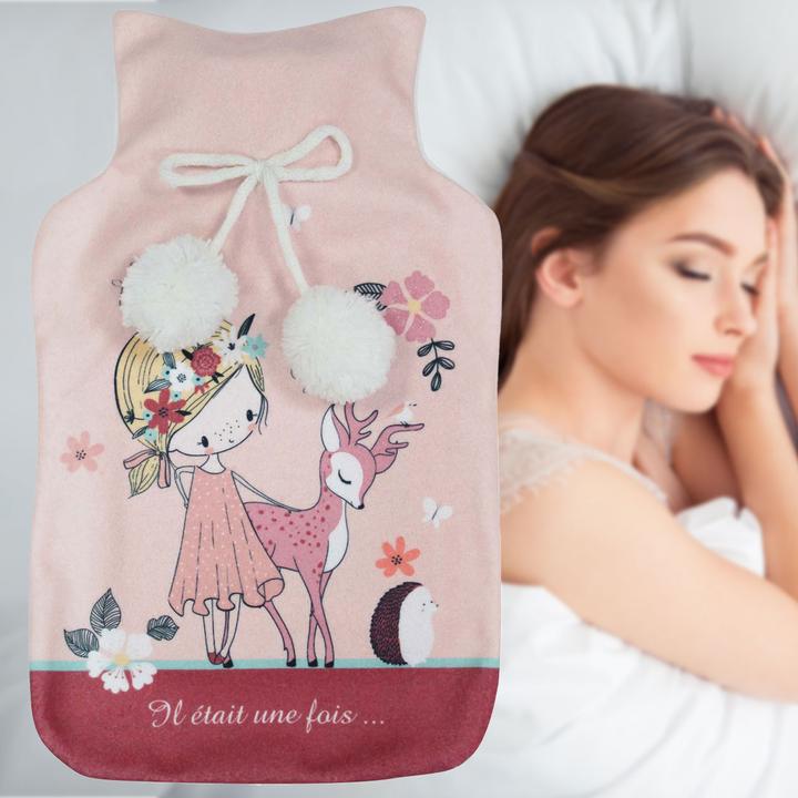 Immagine prodotto Douceur D'intérieur Bottiglia riscaldante, con coperchio colorato Bambi (Fiaschetta da letto con coperchio)