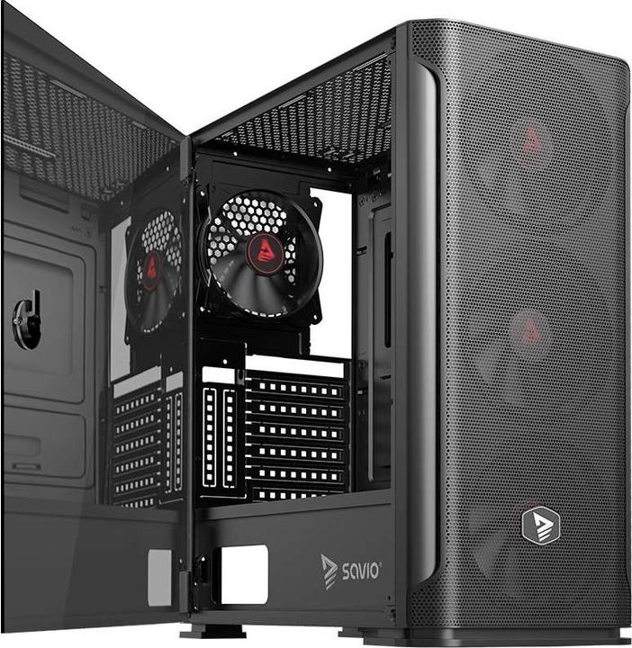Actual product image Savio SHADOW X2 computer case Midi Tower Black (ATX, ITX, mATX)