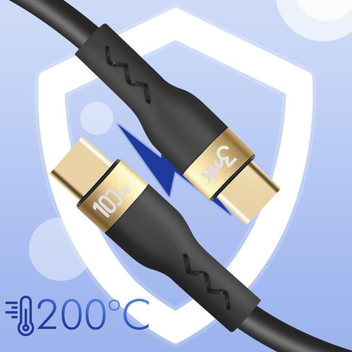 Produktbild 3MK HyperSilicone Cable USB-C/USB-C kabel 2m 100W Czarny/Black (2 m, USB 2.0, 100 W)