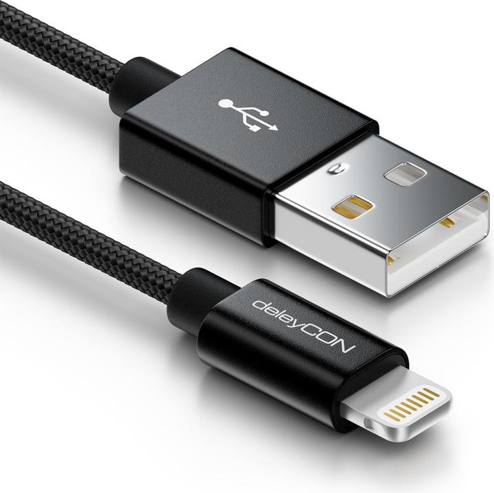 Produktbild deleyCON USB 2.0-Kabel USB A - Lightning 0.5 m (0.50 m, USB 2.0)