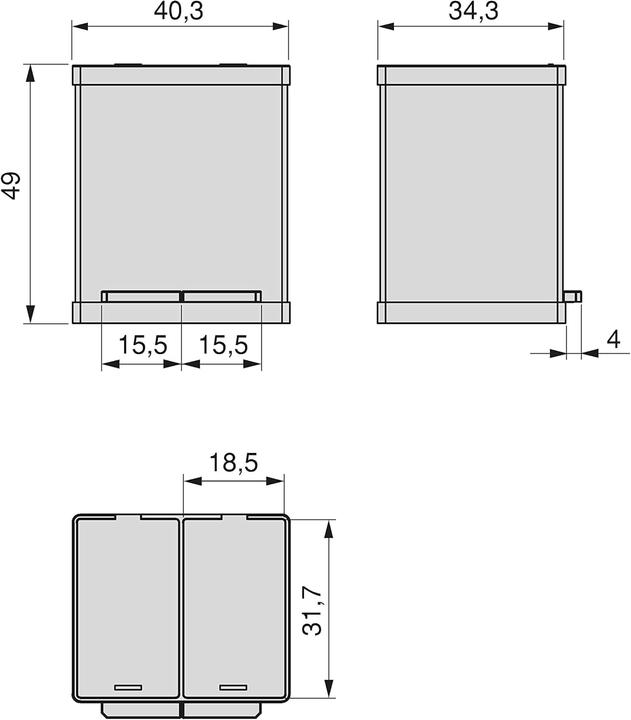Produktbild Emuca Treteimer mit Abfallsammler-Einsätzen (30 l)