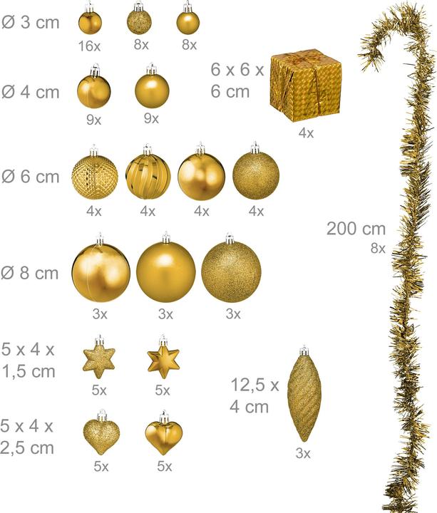 Productafbeelding Relaxdays 110 stuks ensemble de boules de Noël (110 -Part)