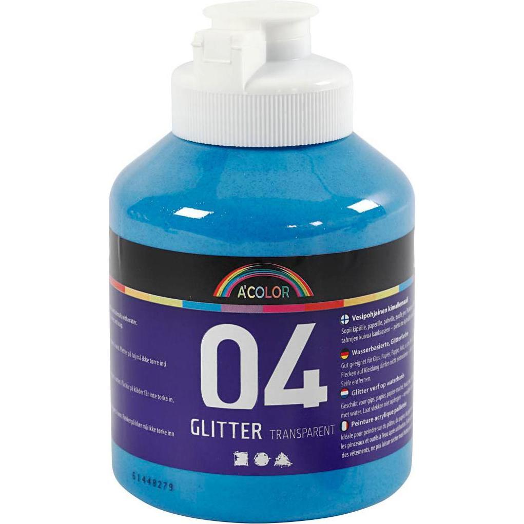 Creativ Company, Künstlerfarbe + Bastelfarbe, Acrylfarbe Glitzer für Kinder – Blau, 500 ml (Blau, 500 ml)