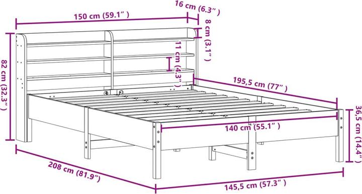Image du produit vidaXL Bettgestell (140 x 190 cm)