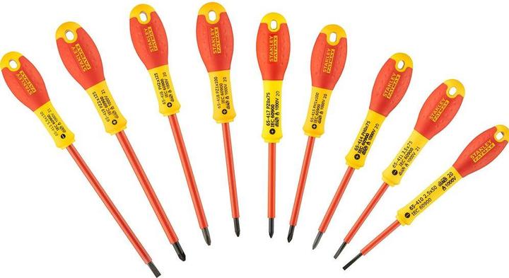 Produktbild Stanley Schraubenzieher-Set Isoliert, für Elektriker, 10-teilig (Phillipps-Kreuzschlitz (PH), Pozidriv-Kreuzschlitz (PZ), Schlitzschrauben)