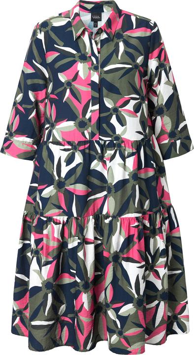 Image du produit Ulla Popken Robe midi manches 3/4 et col chemise, coupe évasée (54)