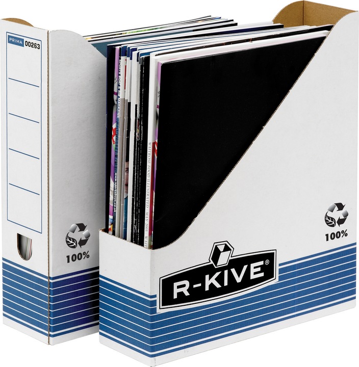 Produktbild Fellowes Archiv-Stehsammler R-Kive PRIMA, weiss-blau aus 100% recycelter Pappe, zu 100% wiederverwertbar (A4)