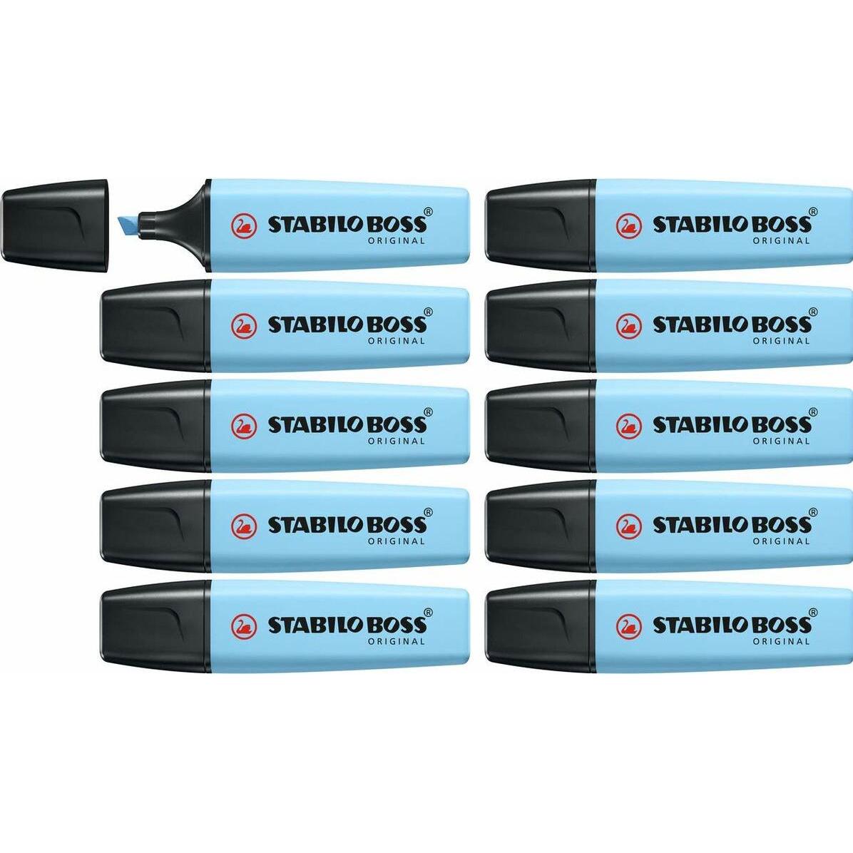 STABILO, Marker, Textmarker - BOSS ORIGINAL Pastel - 10er Pack - himmlisches Blau (Himmelsblau, 10 x)