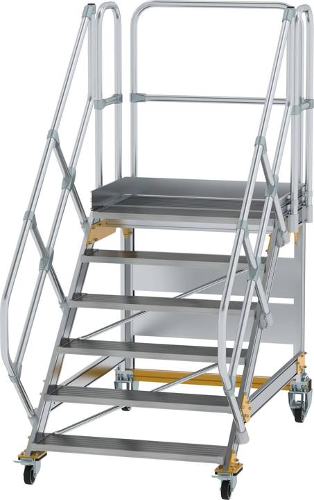 Produktbild Munk Plattformtreppe 45° fahrbar Stufenbreite 1000mm 6 Stufen Aluminium geriffelt (Plattformleiter, 46 cm)