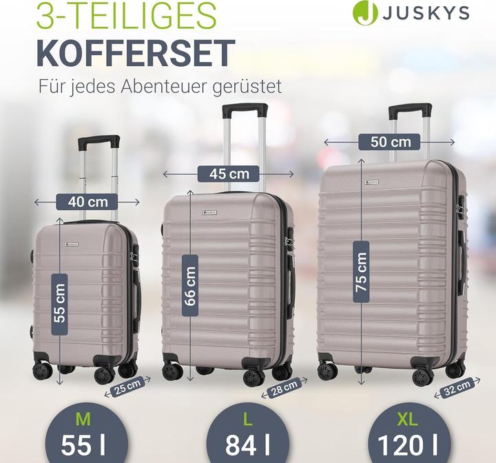 Produktbild Juskys 3-teiliges Hartschalenkoffer-Set mit 360° Rollen (120 l)
