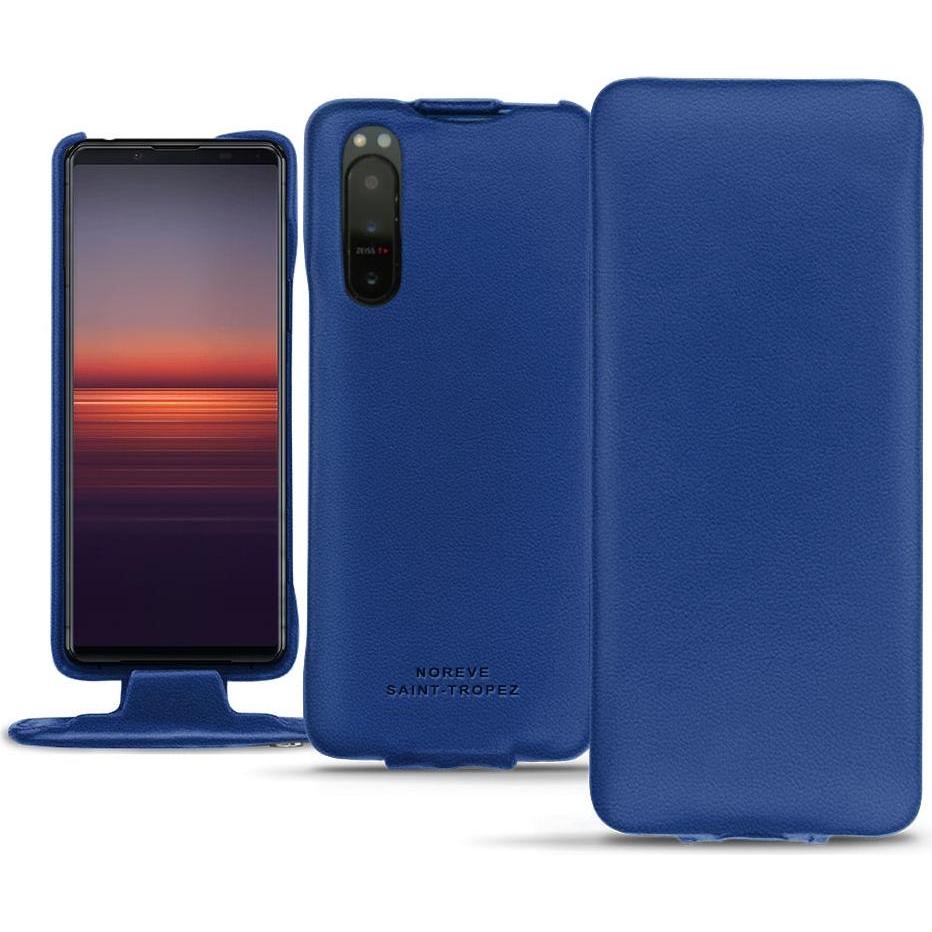 Noreve Lederschutzhülle vertikal (Sony Xperia 5 II), Smartphone Hülle, Blau