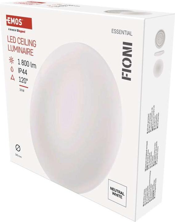 Image du produit Emos Plafonnier LED FIONI, rond, blanc 18W blanc neutre, IP44 (1800 lm)