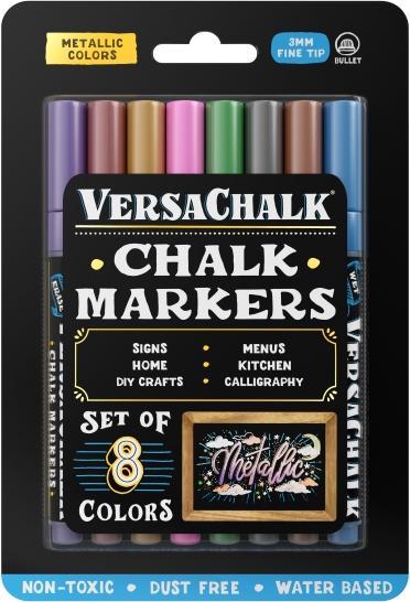 VersaChalk - Metallic Liquid Chalk Marker Set of 8 with 3mm Tip (8x)