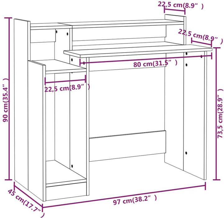 Produktbild vidaXL Schreibtisch (97 x 45 x 90 cm)