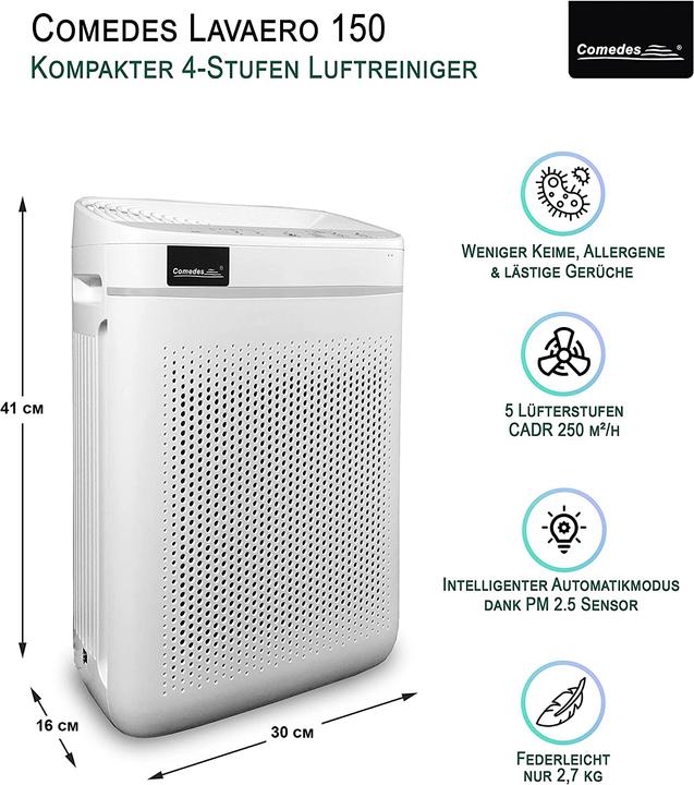 Produktbild Comedes Lavaero 150 eco mit Nanosilbervorfilter (40 m²)