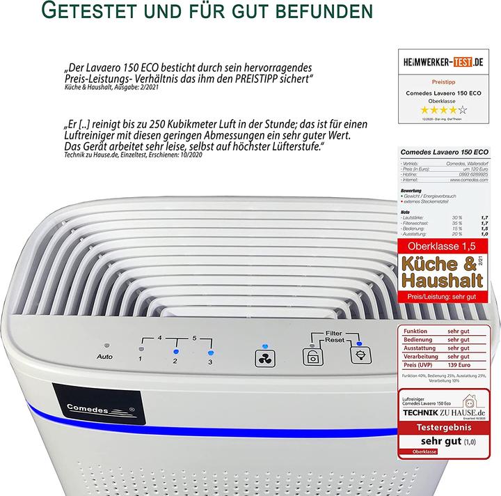 Produktbild Comedes Lavaero 150 eco mit Nanosilbervorfilter (40 m²)