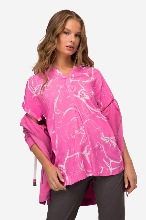 Produktbild Laurasøn Bluse, oversized, Robben Print, Stehkragen, Halbarm (S)