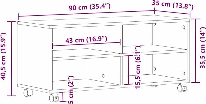 Immagine prodotto vidaXL Centro di intrattenimento (90 x 35 x 35 cm)