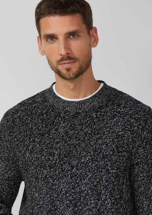 Produktbild s.Oliver Strickpullover Melierter Baumwoll-Strickpullover mit Zopfmuster (L)