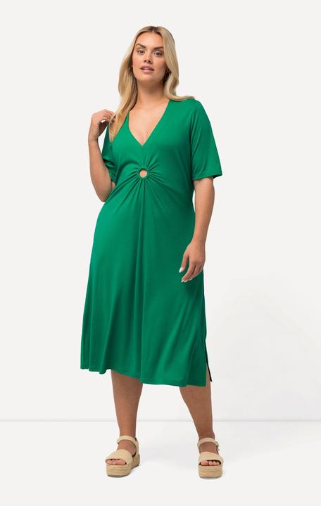 Produktbild Ulla Popken Jersey-Midikleid, A-Linie, V-Ausschnitt, Halbarm (50, 52)