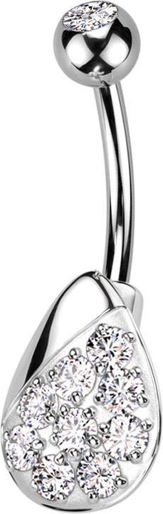 Produktbild Star Piercing Banane silber mit Kugel silber Kristall silber und Tropfen mit Kristallen silber (Messing, Chirurgenstahl 316L)