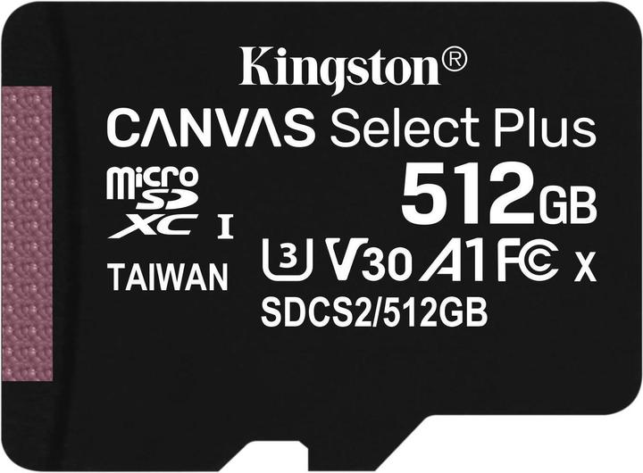 Image du produit Kingston Canvas Select Plus (512 Go, microSDXC, U3, UHS-I)