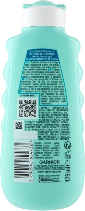 Actual product image Garnier Ambre Solaire Aftersun Milk Soothing - Skin Care (175 ml, After Sun Lotion)