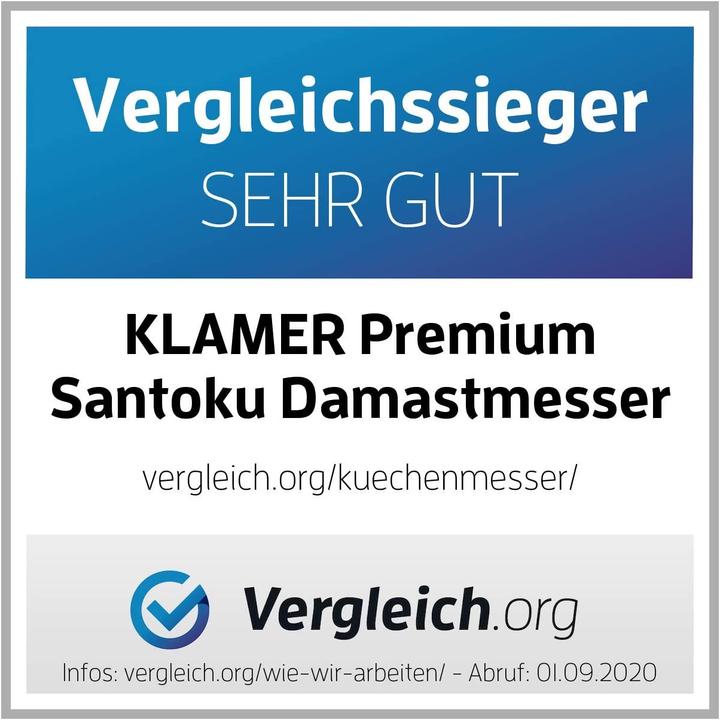 Image du produit KLAMER Santoku Damastmesser 18 cm Kochmesser (18 cm)