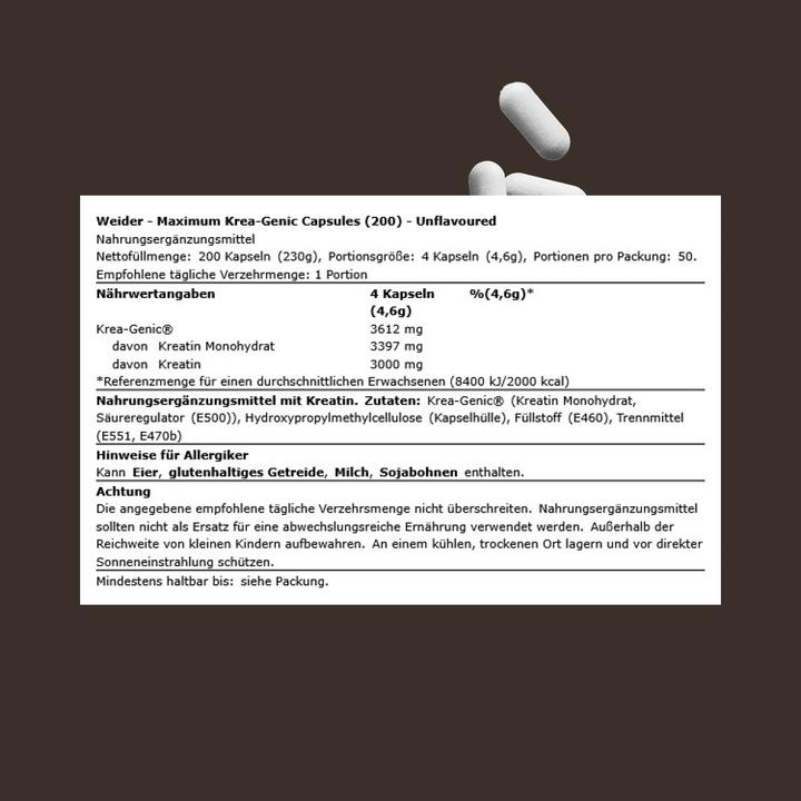 Actual product image Weider Maximum Krea-Genic (200 pcs., Capsules, 230 g)
