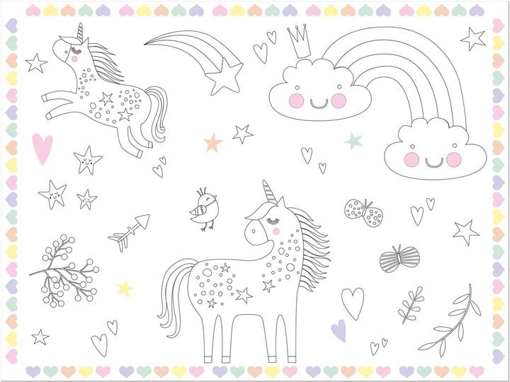 Immagine prodotto Folat Tovagliette da colorare Unicorni e Arcobaleno, 6 pezzi. (6 x, 40 x 30 cm)