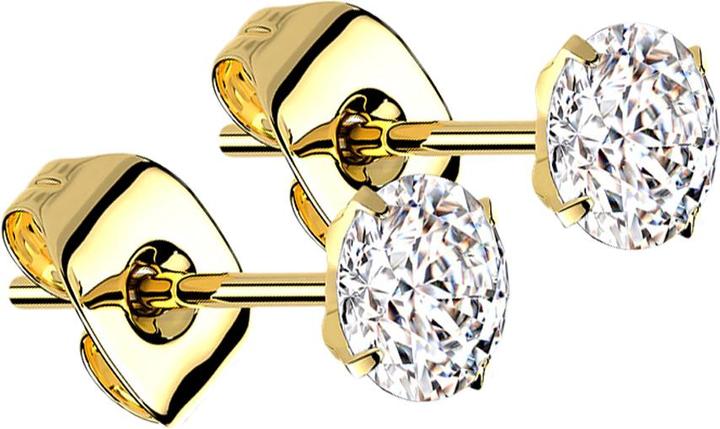 Immagine prodotto Star Piercing Orecchini a perno placcati oro con cristallo rotondo argento (senza ottone, Titanio)