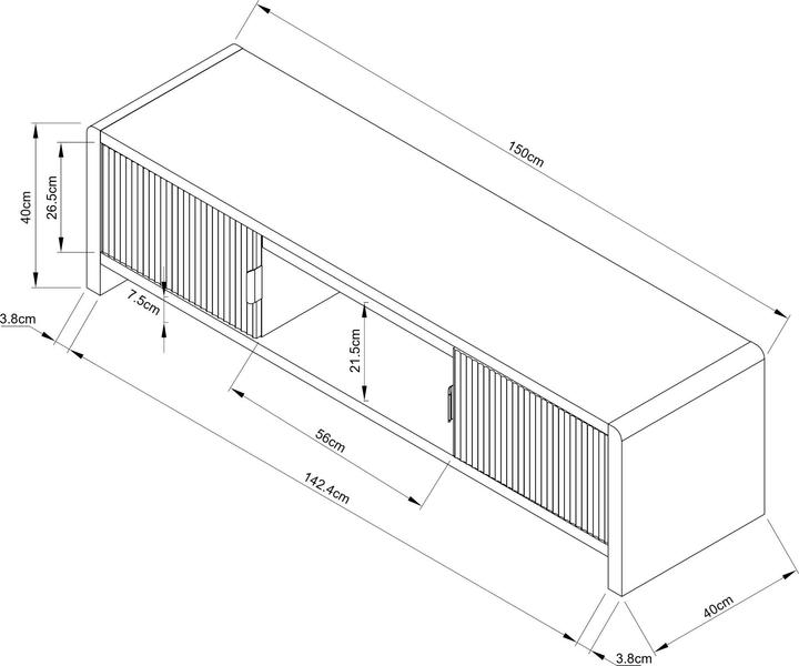 Actual product image En.Casa Fernsehschrank Lukkodso 150x40x40 cm Eicheoptik (150 x 40 x 40 cm)
