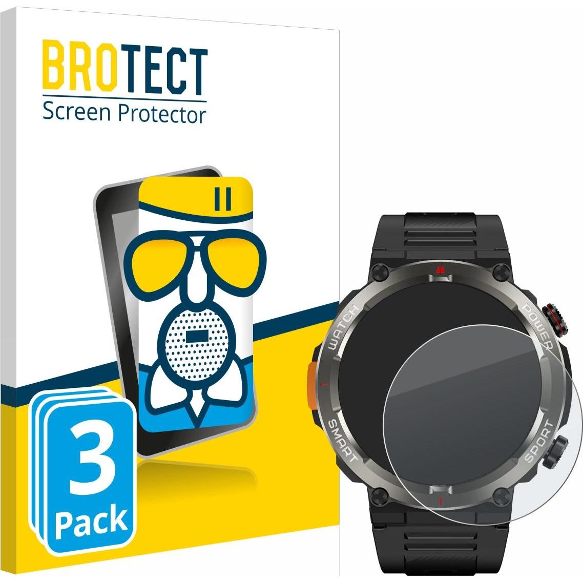 BROTECT Schutzglas Schutzfolie Displayschutz Display Schutz Glas Folie matt, Smartwatch Schutzfolie, Grau