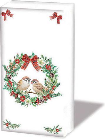 Actual product image Ambiente Handkerchiefs Sparrows in wreath