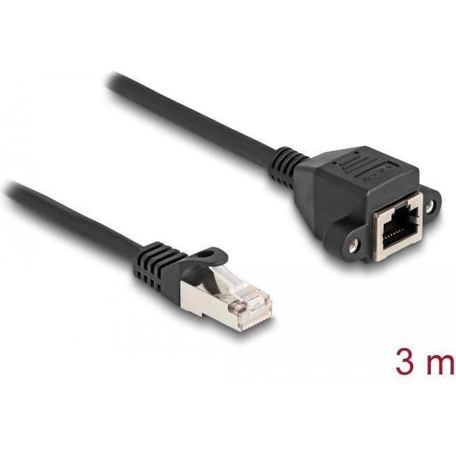 Thumbnail - Delock RJ50 Verlängerungskabel Stecker zu Buchse S/FTP 3 m schwarz (S/FTP, 3 m), Netzwerkkabel