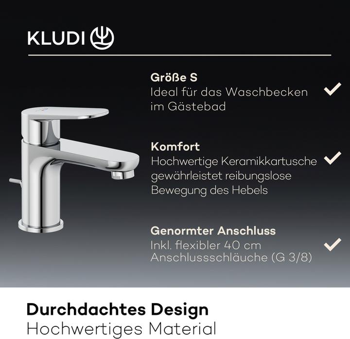 Actual product image Kludi X1 Wash basin mixer, size S, with pop-up waste