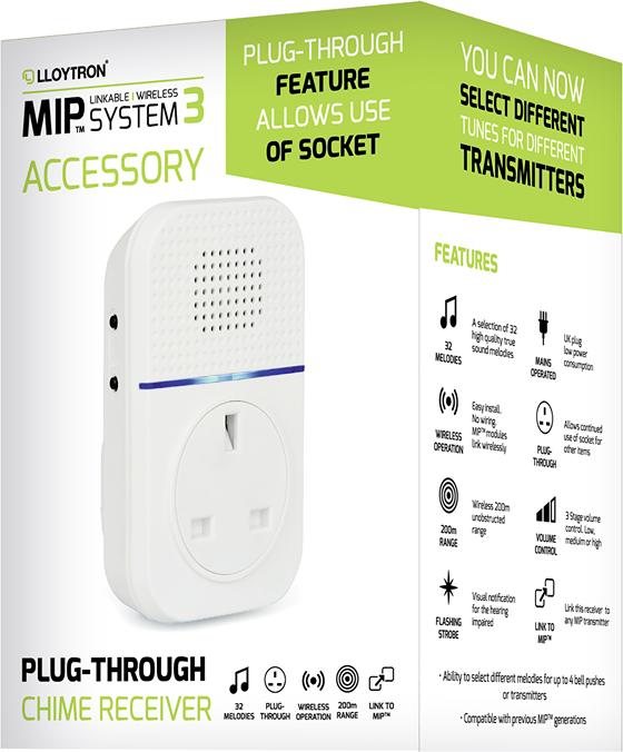 Produktbild Universal Textiles MIP3 Accessory 32 Melody Plugin Plugthrough Chime Receiver Weiss