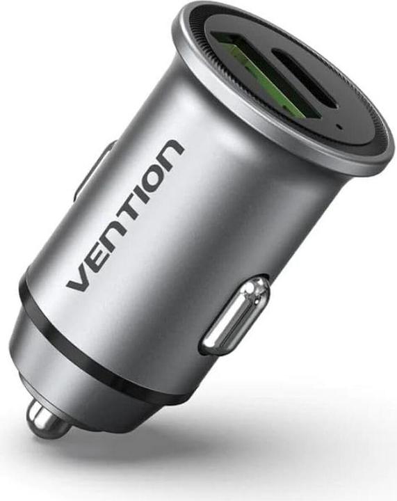 Vention Dual Port Car Charger FFBH0 USB A C(18/20) Gray