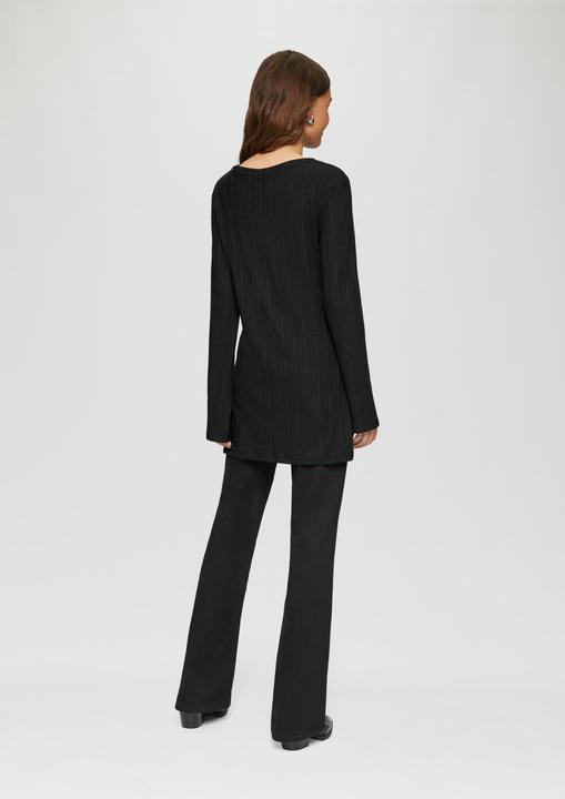 Produktbild S.Oliver T-Shirt Geripptes Longshirt mit seitlichen Schlitzen (S)