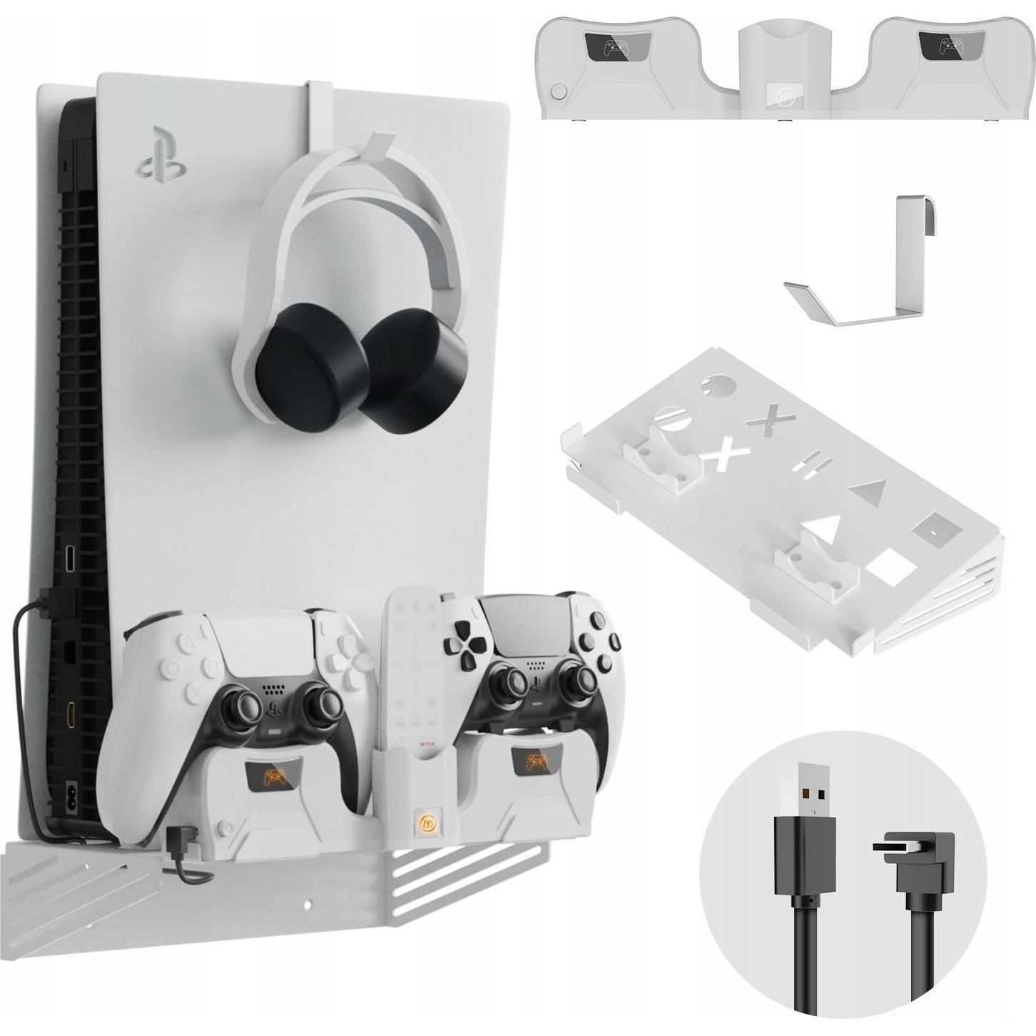 JYS Uchwyt Ścienny + Ładowarka do Padów 2w1 do Sony PlayStation PS 5 / PS5 (PS5181), Accessori per controller gaming