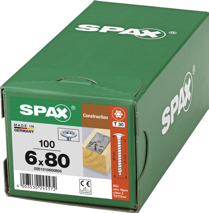 Produktbild Spax Tellerkopf T-Star Plus T30 Vollgewinde Wirox (100 Schrauben pro Stück)