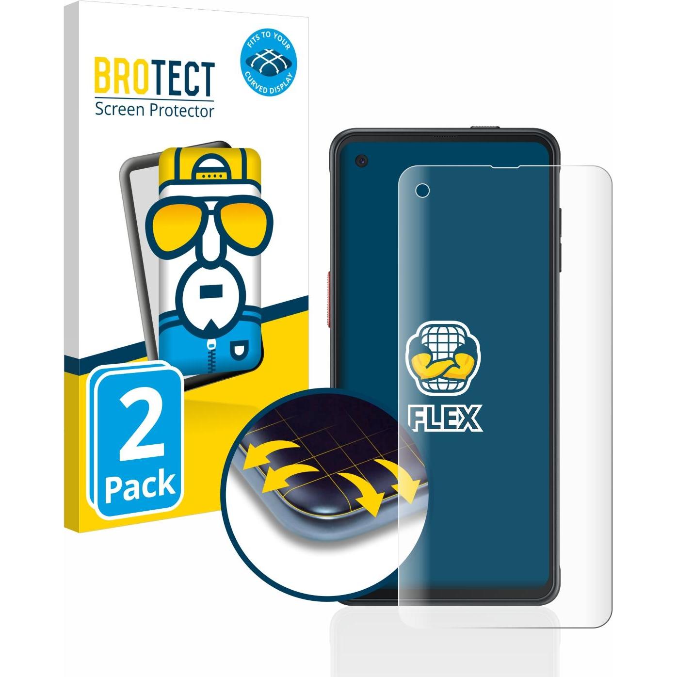 BROTECT Full-Cover Displayschutz (2 Stück, Samsung Galaxy Xcover Pro), Smartphone Schutzfolie, Transparent