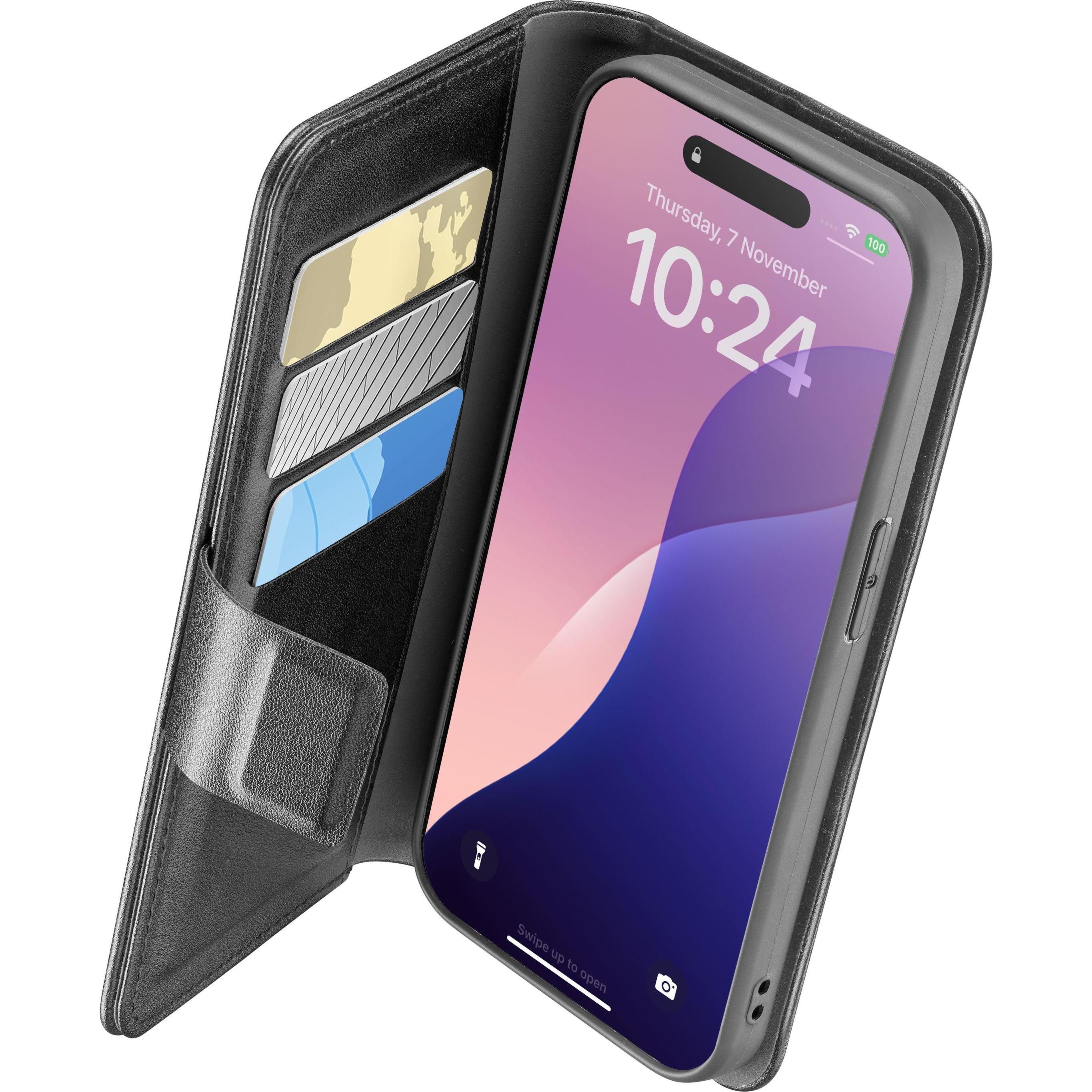 Cellularline - Book Agenda 2 Case für (Apple iPhone 16e), Smartphone Hülle, Schwarz